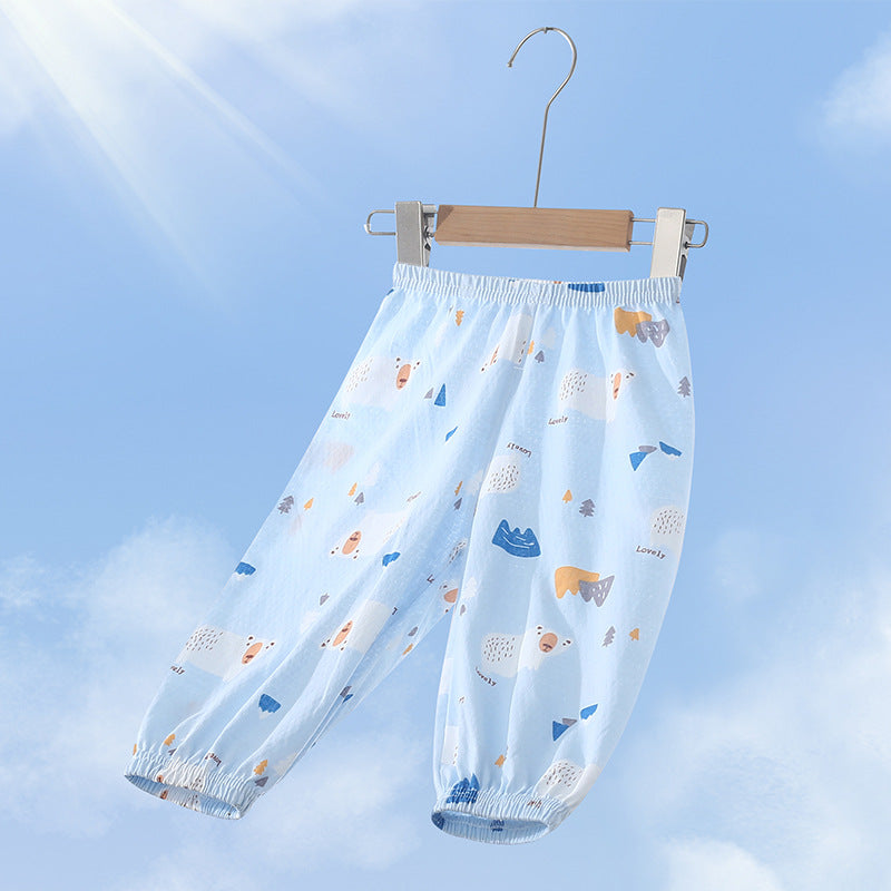 Baby cotton mosquito pants for boys, summer lightweight style, class a, summer air conditioning pants for infants and toddlers