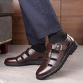 Clearance sale: authentic leather shoes for men - summer collection. business casual leather sandals with cutout design. perfect for middle-aged and elderly men, ideal for dad