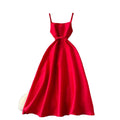 Evening party dress women's royal sister classy suspender long skirt french waist elegant puffy swing dress summer
