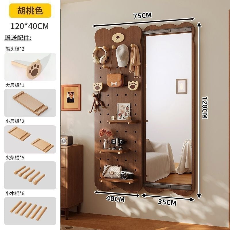 Bear hole board full-length mirror hidden push-pull full-length mirror for home can be closed invisible wall-mounted fitting mirror no