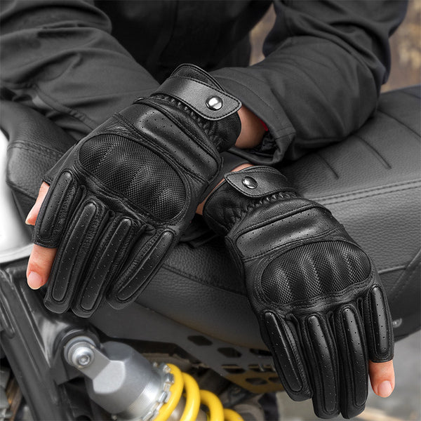 Spot sheepskin motorcycle gloves hard shell anti-collision and anti-drop summer outdoor Harley riding equipment finger gloves
