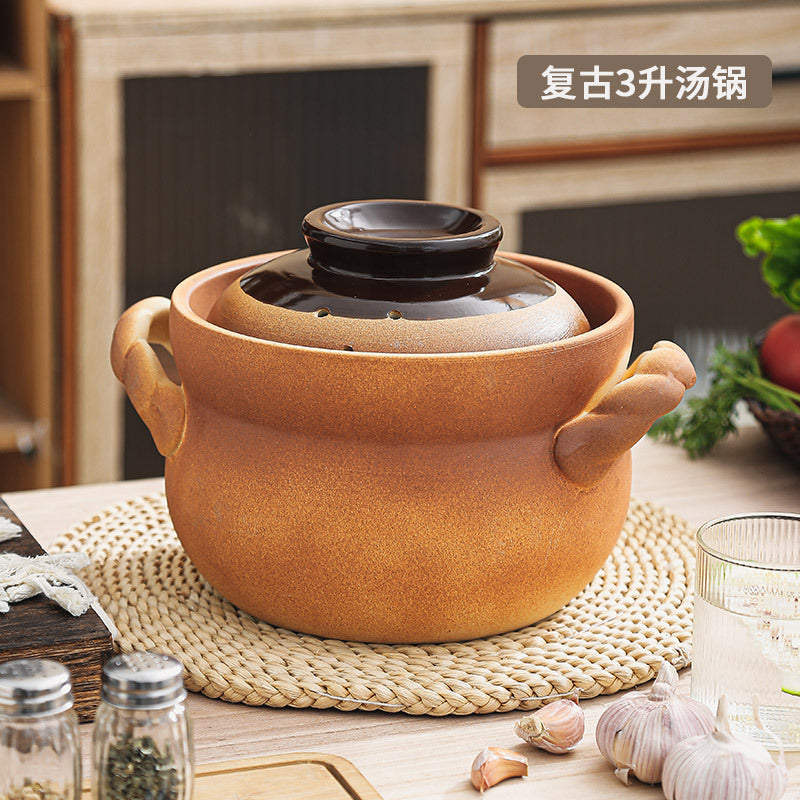 陶土砂锅炖锅家用耐高温燃气灶专用煲汤炖汤商用复古沙锅干烧不裂