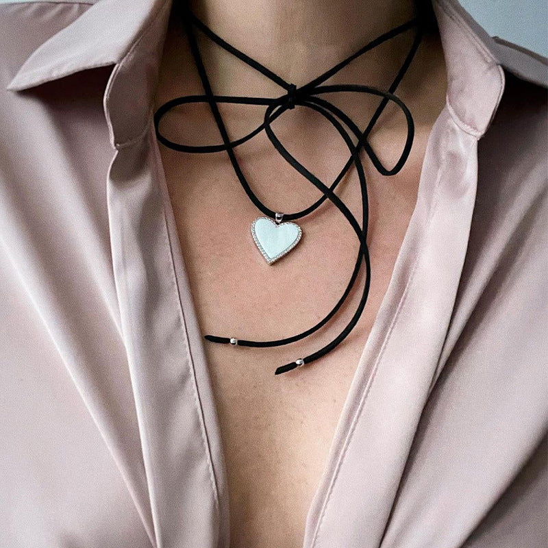 Wholesale heart cross pendant necklace - trendy adjustable choker with star accents for women (us/eu cross-border)