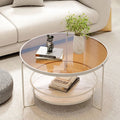 Minimalist mini home table - trendy modern light luxury style - tempered glass round coffee table for small apartments and living rooms