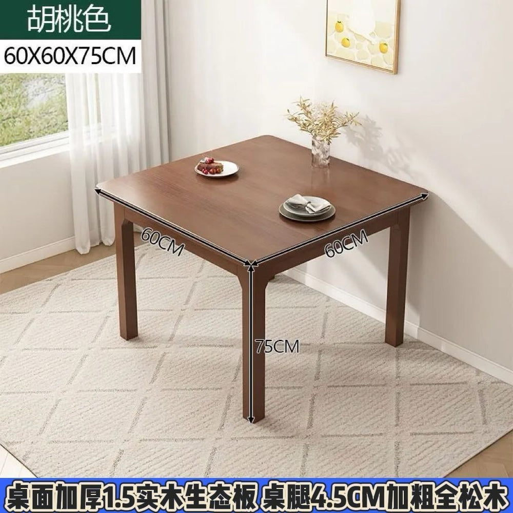 New solid wood dining table and chair set - thickened tabletop, perfect for small spaces, square solid wood dining table for home living room