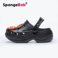 Spongebob squarepants thick sole crocs women's new arrival heightenednon-slip deodorizing filter toe sandals and slippers summer outwear