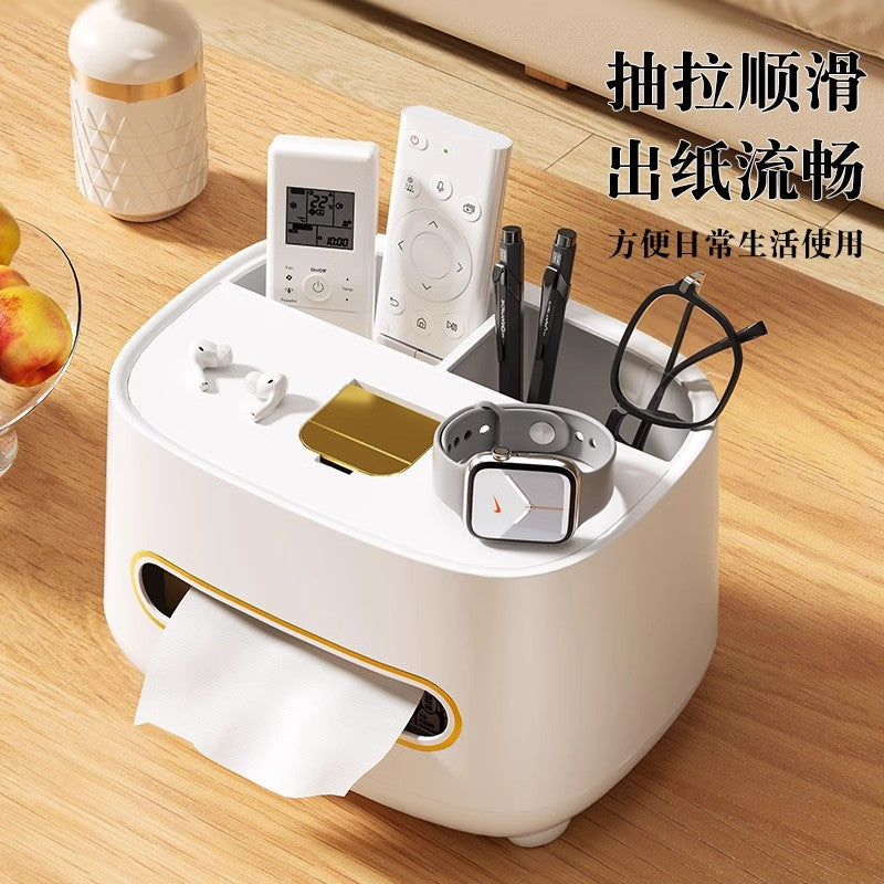 Light luxury tissue box, bedroom pumping carton, living room tea table, multi-function remote control, storage, home desktop creative ornament