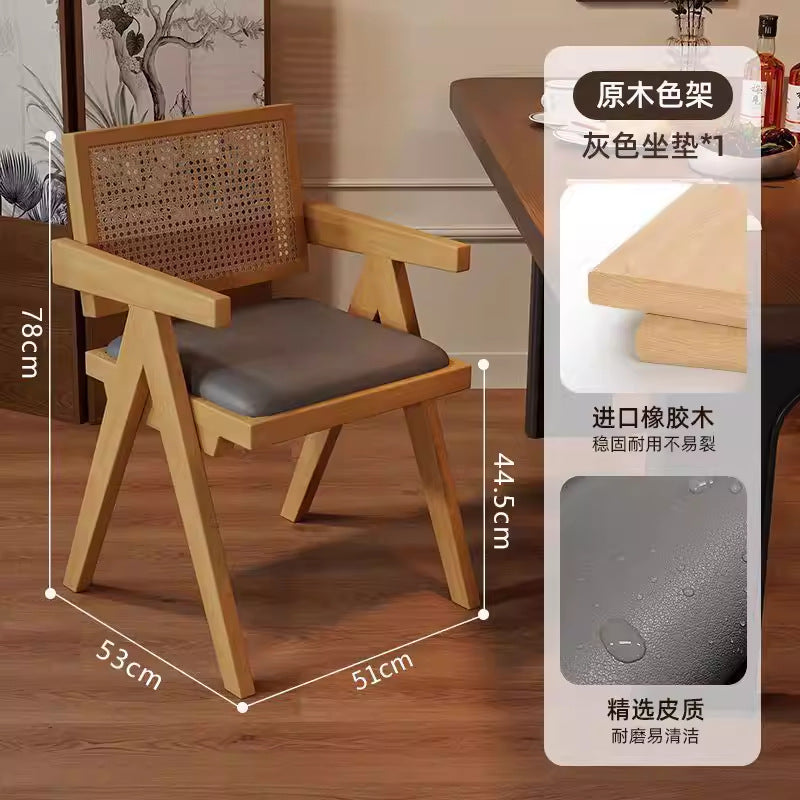 Used wabi-sabi style light luxury solid wood chair chandigarh home chair retro armchair stool high back dining chair