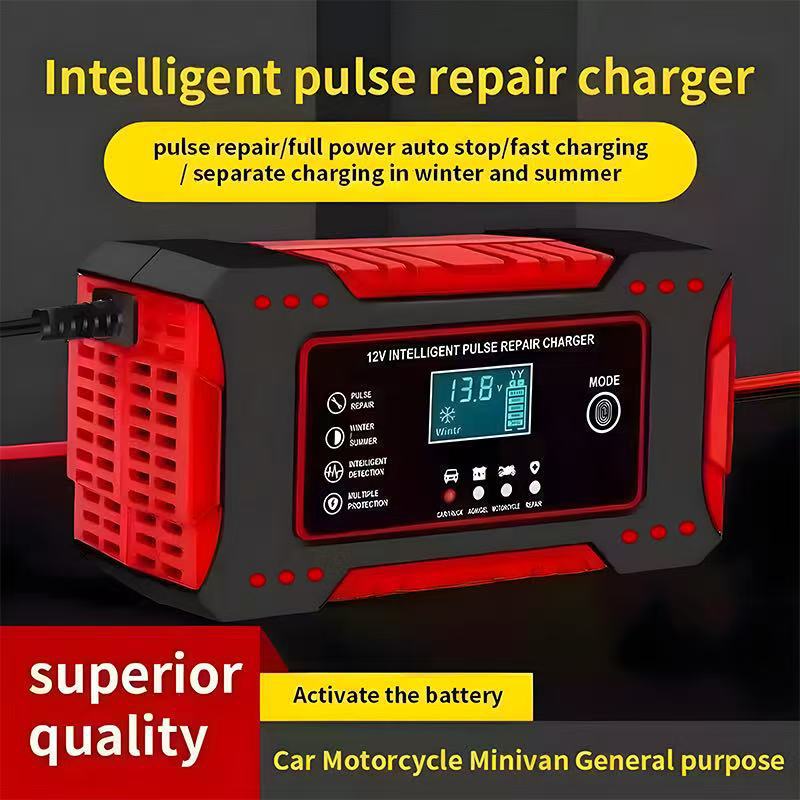 12v 6a motorcycle battery charger, car battery charger, 12v smart battery repair charger