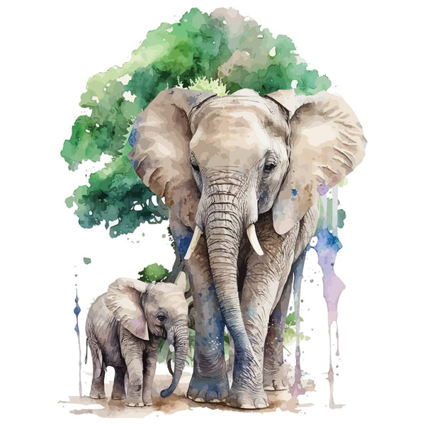 Small size watercolor elephant removable wall sticker tropical rainforest background wallpaper sofa bedroom wall decoration wall painting