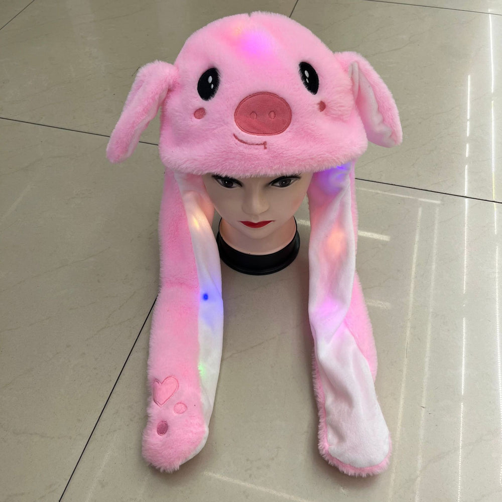 popular airbag that can move when pinching the ears, cartoon rabbit hat, various wholesale luminous children's toys, family hats