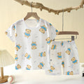 New children's summer pajamas & loungewear set - pure cotton, lightweight, hollow-out design, perfect for air-conditioned rooms - girls' two-piece set