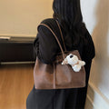 Vintage chic underarm bag with adorable puppy charm - new large capacity tote, premium lightweight luxury shoulder bag