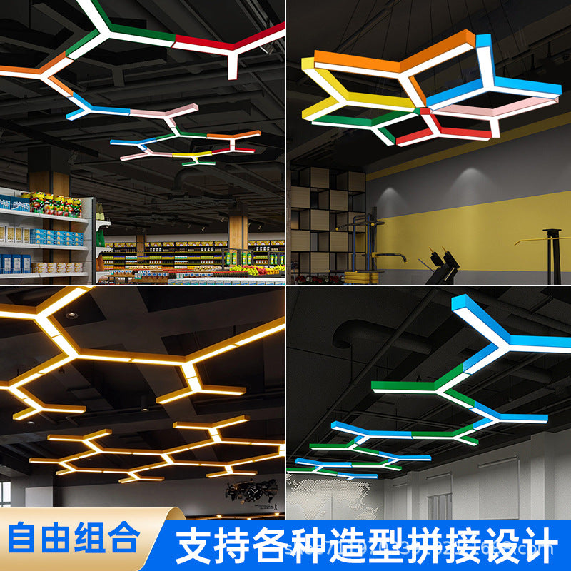 LED Kindergarten Classroom Corridor Y-shaped Light Children's Playground Color Hexagonal Lighting Dance Studio Modeling Chandelier