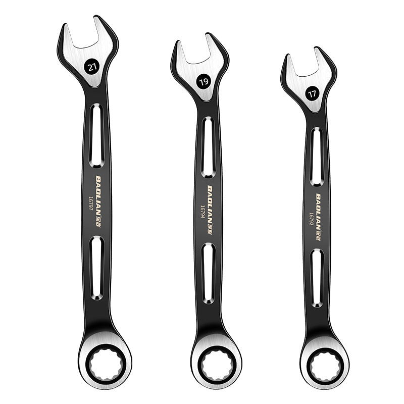 Dual-purpose hollow ratchet wrench, quick and labor-saving open plum blossom small board, two-way double-headed repair tool