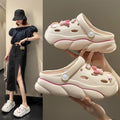 Women's anti-odor height increasing platform clogs - summer fashion outdoor wear, non-slip beach shoes with detachable diy accessories