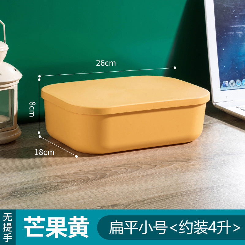 Household contrasting color storage box, wardrobe clothes sorting box with lid, large storage basket, sundries storage box, plastic.