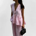 cross-border european and american women's summer collection: new elegant commute v-neck sleeveless top and vest pant fashion set