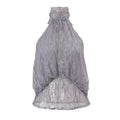 European and american style women's spring  new fashion: unique high-neck lace see-through sleeveless backless irregular top
