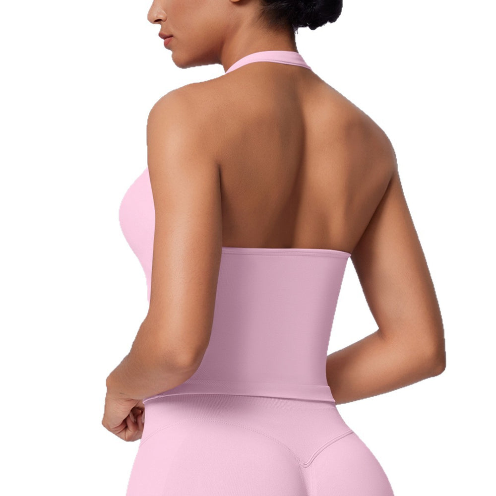 New arrival cross-border seamless pure colorhalter beautiful back tight sports vest sports running fitness yoga wear tops women