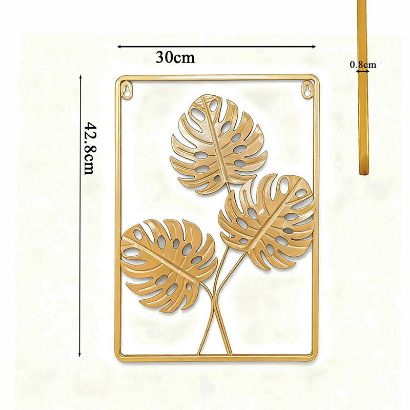 No-drill iron art wall decor - modern minimalist entryway, living room accent wall hanging - nordic metal decor