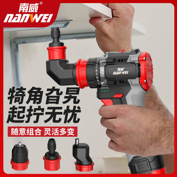 Nanwei multi-head drill lithium battery brushless hand drill quick change chuck electric screwdriver electric batch power tool multi-function
