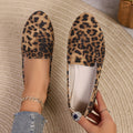 export plus size leopard print flat shoes women's spring autumn new casual soft sole low-cut round toe flats wholesale