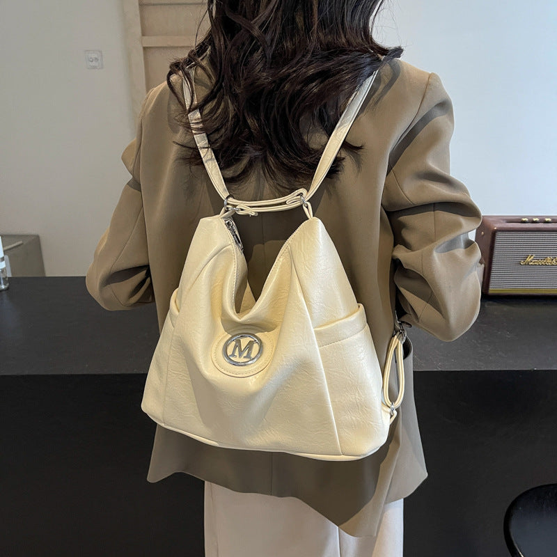 Retro tote extra large bag women's 2025 new high-end soft-sided versatile backpack multi-functional shoulder messenger bag