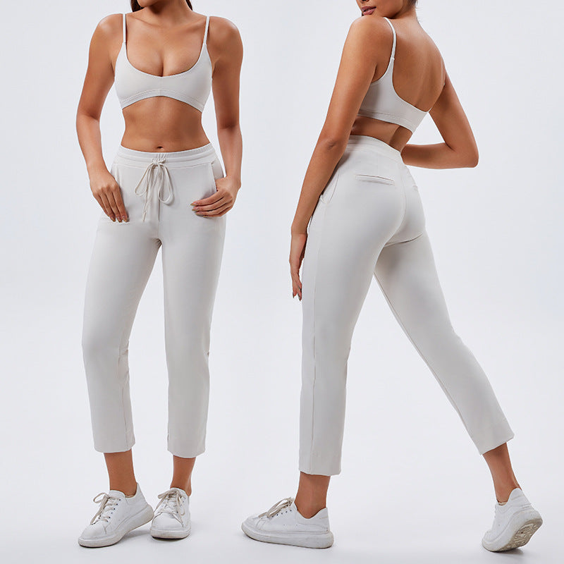 European and american cross-border fitness "barely there" butt-lifting yoga set - two-piece, beautiful back, running, outdoor sports, customizable women's activewear