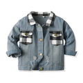 Autumn new arrivals: kids' denim jacket, plaid cropped top, trendy short jacket, denim outfit for boys and girls