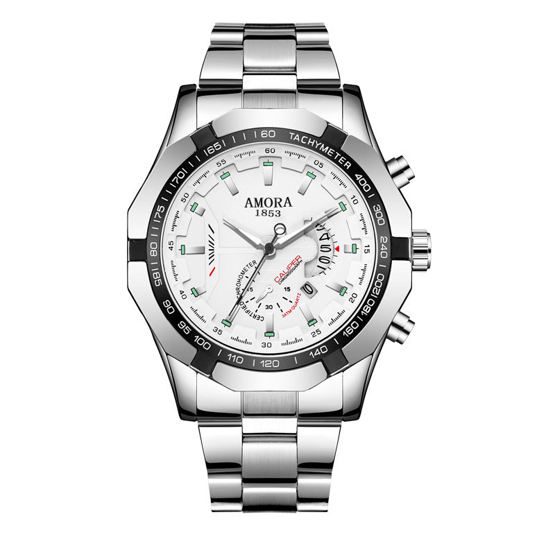 2025 new arrival: men's quartz watch - single calendar, luminous, stainless steel band, waterproof, wholesale - perfect for cross-border e-commerce and gifting