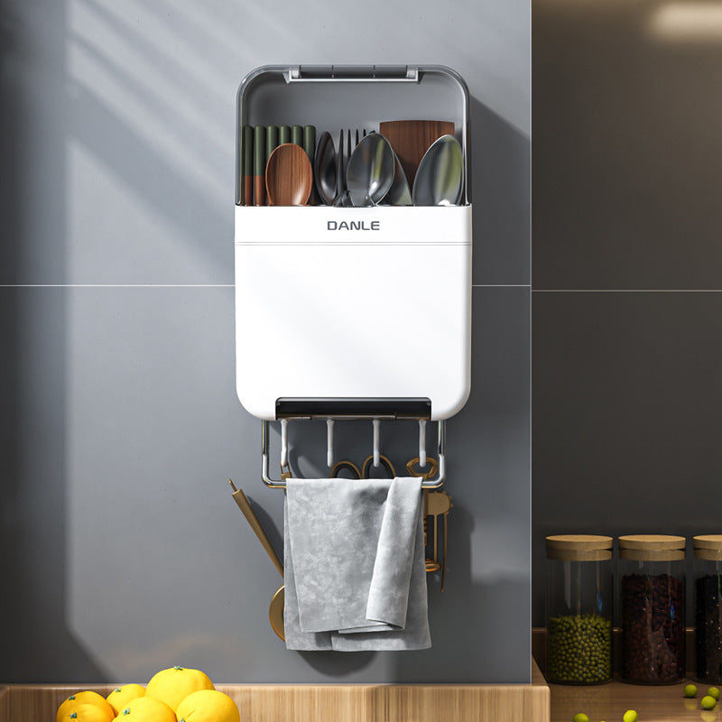Danle chopstick tube rack household wall-mounted chopstick basket chopstick cage chopstick bucket spoon dust-proof with lid storage box kitchen