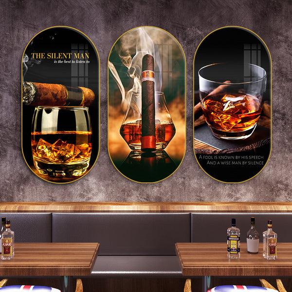 Bar wall decoration painting American retro cigar hanging painting industrial style whiskey poster clear bar bathroom mural