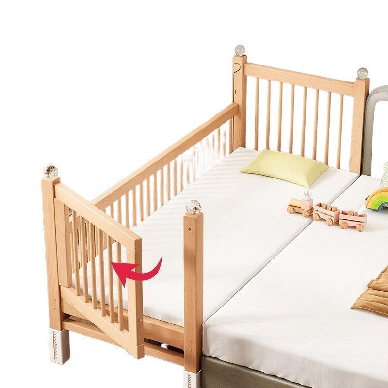 Spliced bed, beech bedside, widened crib, baby bed, adult bed, guardrail, adjustable bed, kidsren's large bed