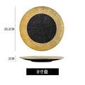 Gold-trimmed ceramic dinnerware: western steak plates, sushi rectangular dishes, hotel gold-edged buffet plates - wholesale