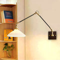 Japanese wabi-sabi style universal telescopic swing arm wall lamp - ceramic lampshade, vintage all-copper wall sconce