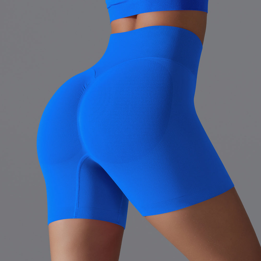 Fashion cross-border seamless pure color yoga shorts tight running fitness yoga clothes high waist butt lift peach sports pants