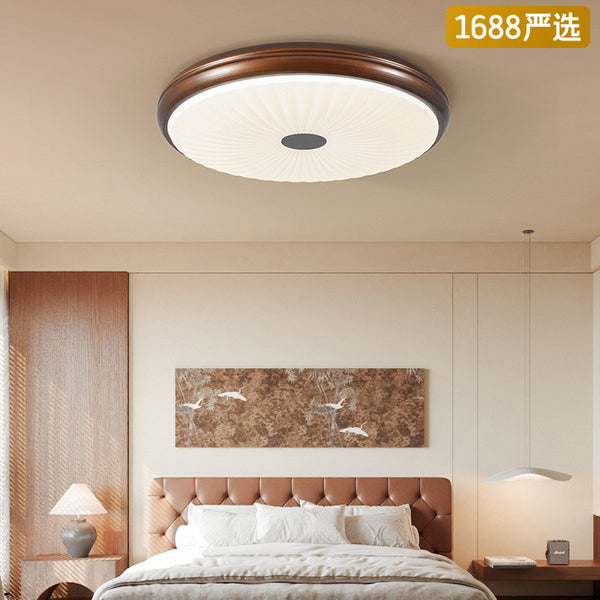 [Strict selection] Walnut pattern ceiling lamp medieval full spectrum eye protection lamp simple modern creative warm pleated lamp