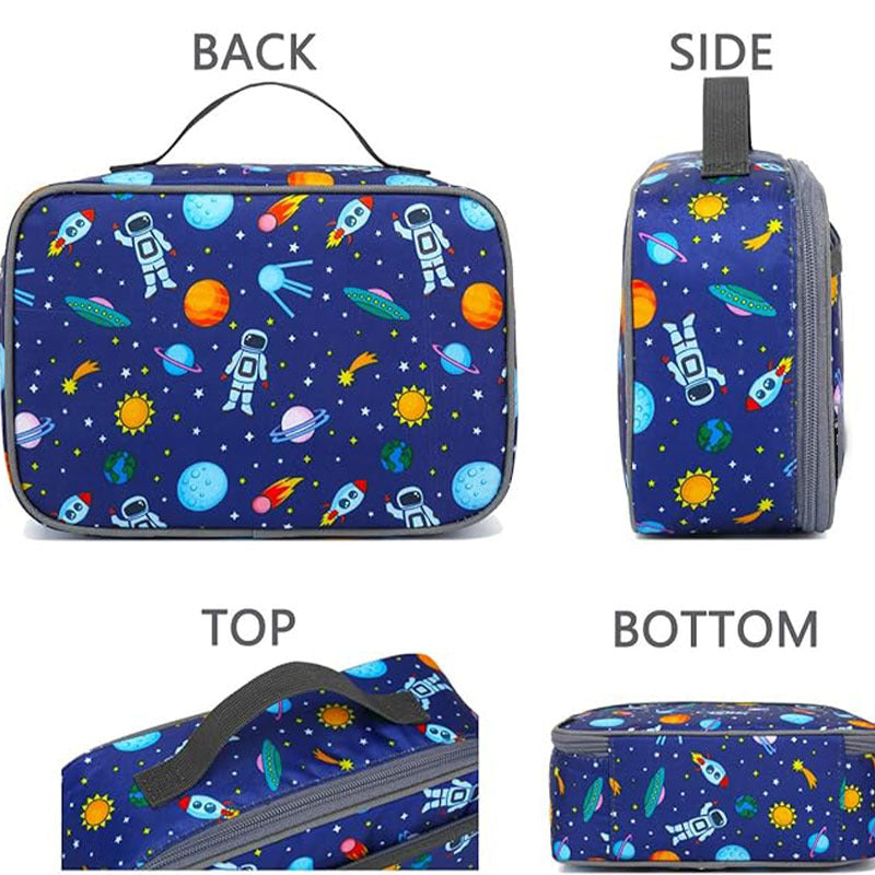 Cute primary school students four-grid flat thermal insulation lunch box bag, thickened waterproof lunch box bag, children's separate portable lunch bag