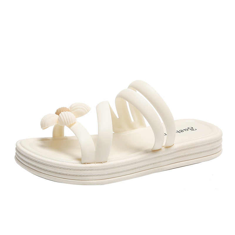 Women's summer slippers 2024 new fashion platform chunky sole "stomp-proof" height increasing trendy beach sandals