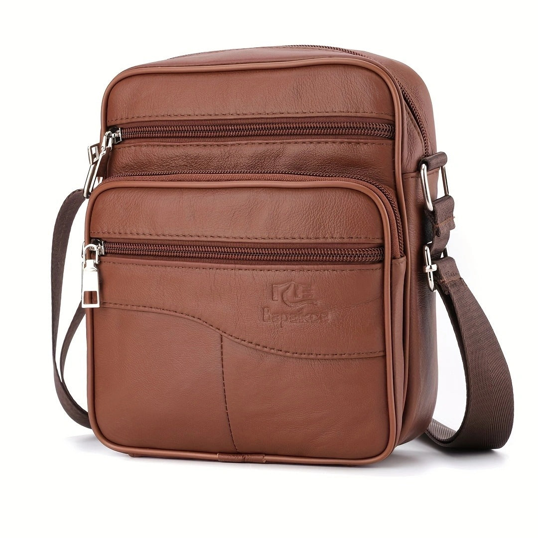 Business large-capacity cowhide men's bags, genuine leather shoulder bags, men's vertical men's bags, high-end men's messenger bags