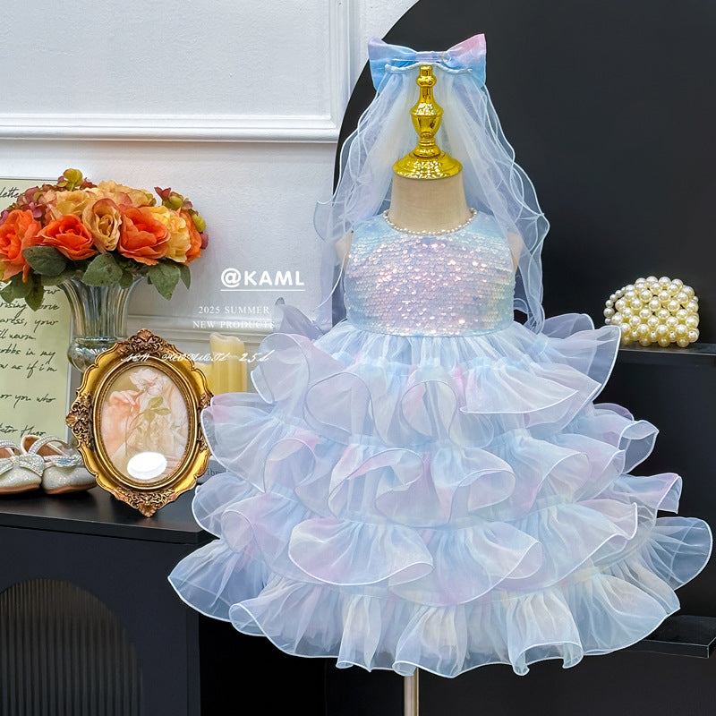 Girls' dress  summer new arrival: ultra-fairy princess dress with sequin lolita tutu skirt
