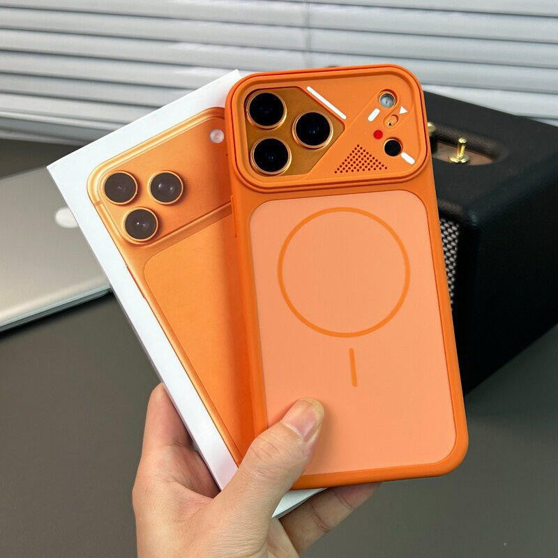 Imitation original skin feel instantly turns into iphone17promax magnetic phone case irregular lens apple 16 simple sheath