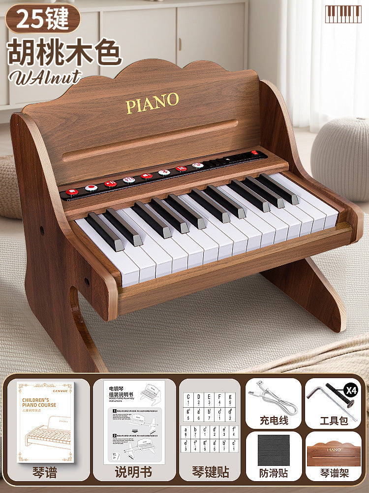 Wooden mini piano - kids' toy, beginner electronic keyboard, small educational instrument for boys and girls, baby and infant birthday gift
