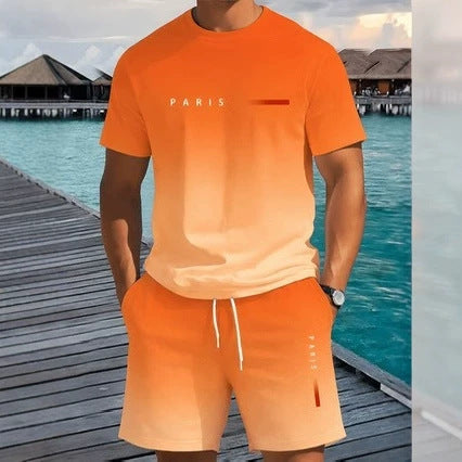 Summer new 3d print fashion trend mesh trendy cool short sleeve shorts t-shirt set - direct from european and american factories