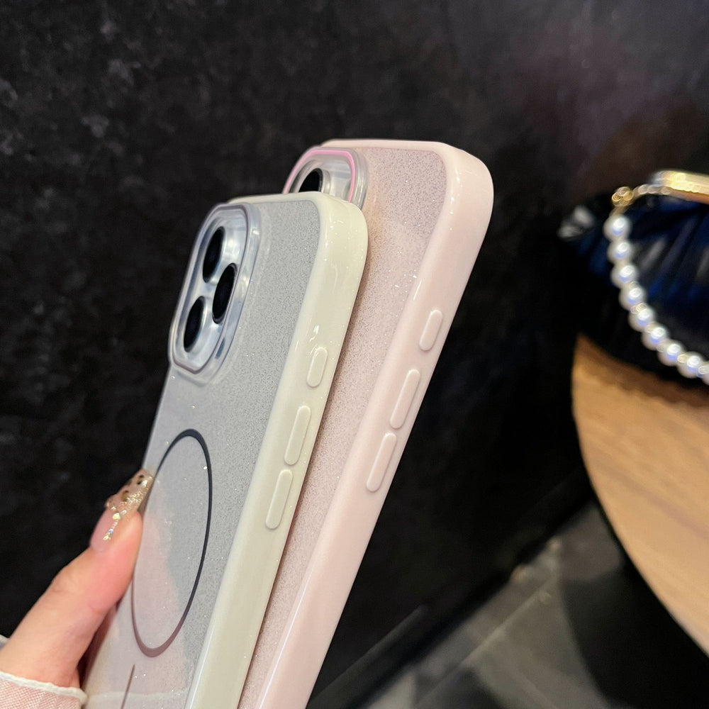 Custom high-value imd glitter luxury fashion magnetic solid color minimalist phone case for apple 16/15/14