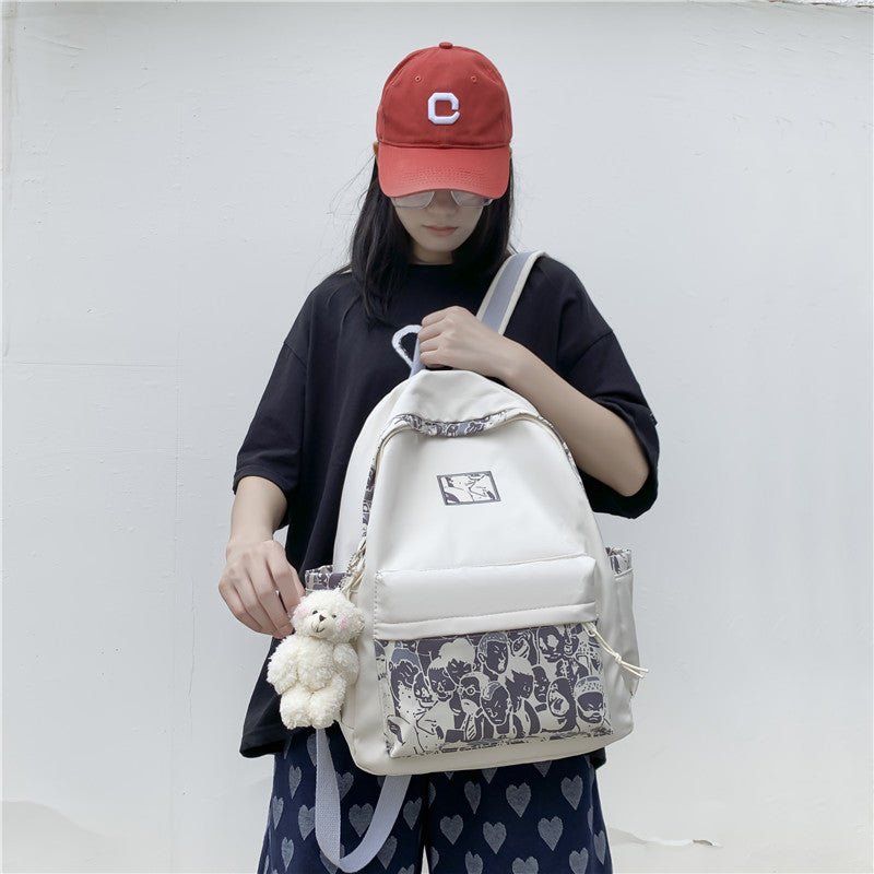 New backpack women's Korean version large capacity Harajuku ulzzang schoolbag ins high school student simple canvas backpack