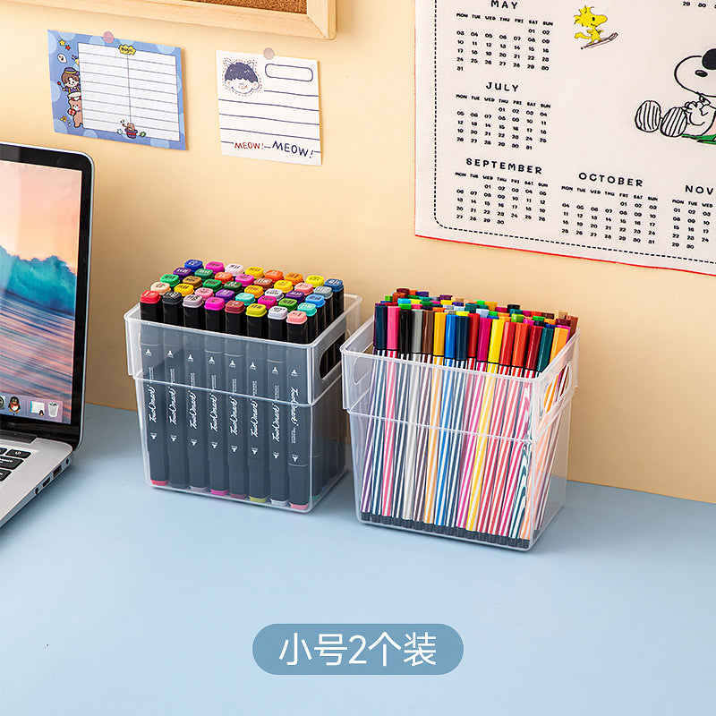 Desktop Drawer Marker Stationery Storage Box Plastic Transparent Pen Holder Sundries A4 Book File Storage Box Wholesale
