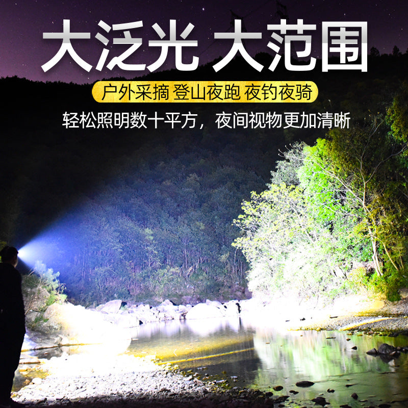 Cross-border new LED rotary zoom T6 strong light headlight, outdoor lighting night fishing light USB charging sensor headlight