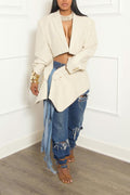 autumn hot sale: european and american fashion women's sexy cropped blazer & denim tie-up mini skirt set